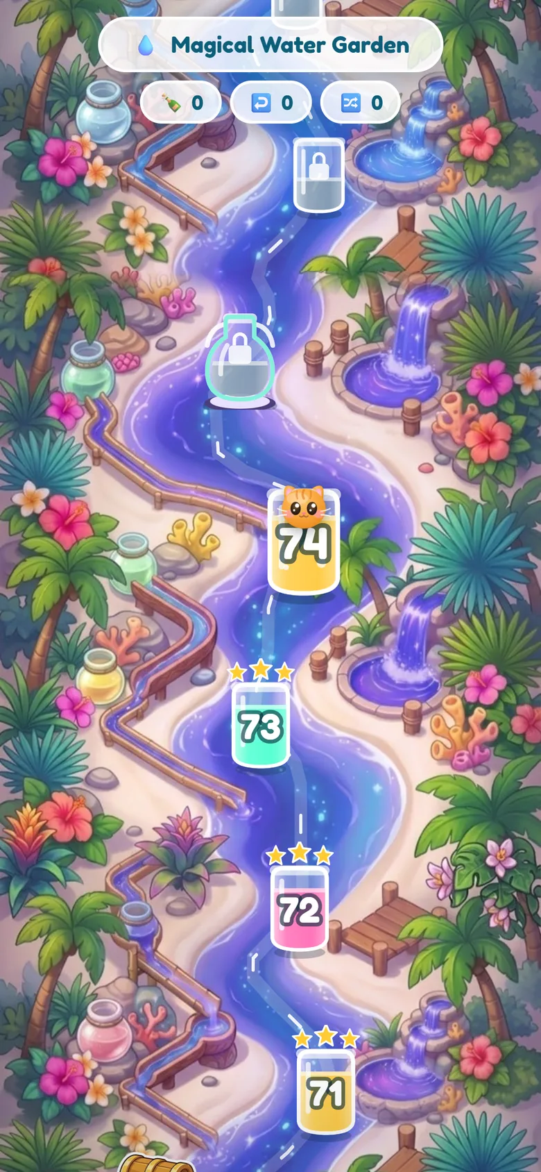 The Magical Water Garden map with a violet river