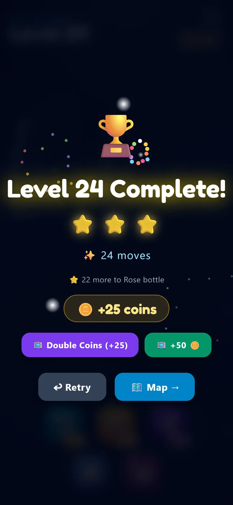 Level 24 complete with three stars in 24 moves